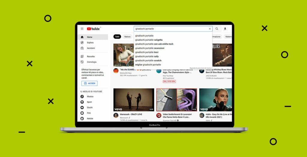 ricerca delle parole chiave in YouTube